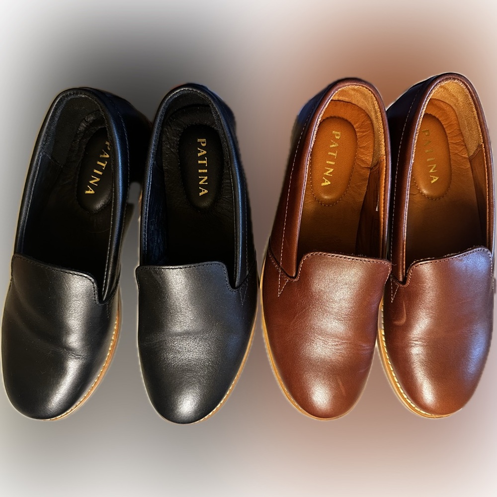 Patina Portland Leather Goods-Women's Leather Loafers - Black and Brown